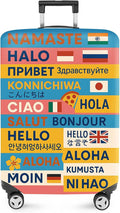 ANNA QUEEN Funny Multilingual Greetings Luggage Cover, Suitcase Protector by ANNAQUEEN