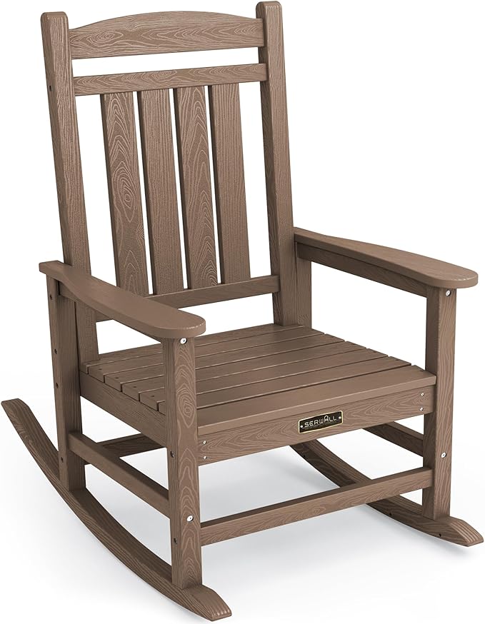 SERWALL Outdoor Rocking Chair, HDPE Patio Rocking Chair All-Weather Porch Rocker by SERWALL