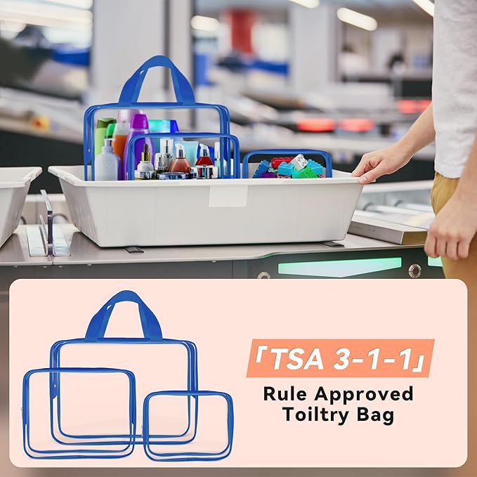 TISRATOK 10 PCS Clear Travel Makeup Toiletry Bag, Plastic PVC Cosmetic TSA - Image 5