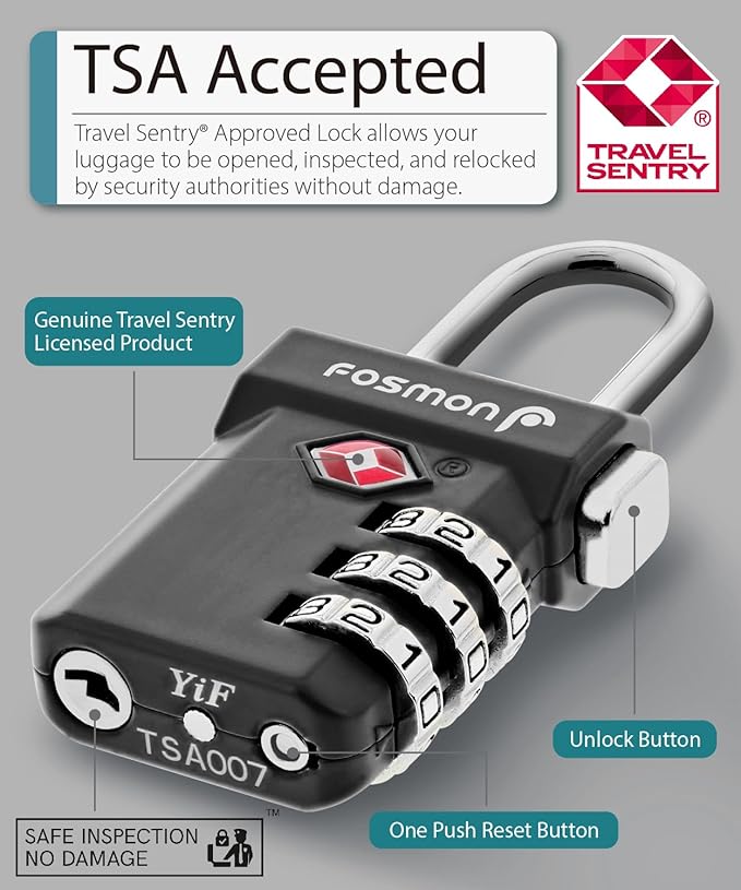Fosmon TSA Approved Pink Locks for Luggage, Cute Suitcase Lock - Image 2