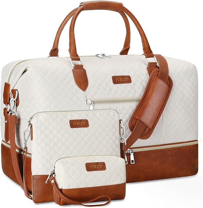 Weekender Bag for Women, Travel Duffel Bag Carry On Overnight Bag by ITIEZY