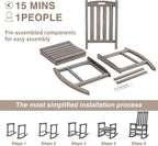 Psilvam Outdoor Rocking Chair, Poly Lumber Oversized Rocking Chair - Image 6