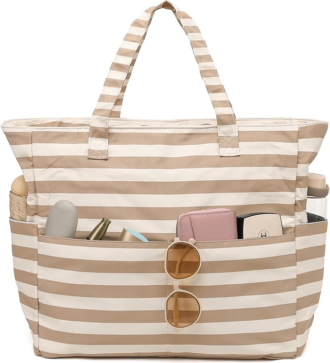 LEDAOU Large Beach Tote Bag Women Waterproof Sandproof Zipper Beach Tote Bag by LEDAOU