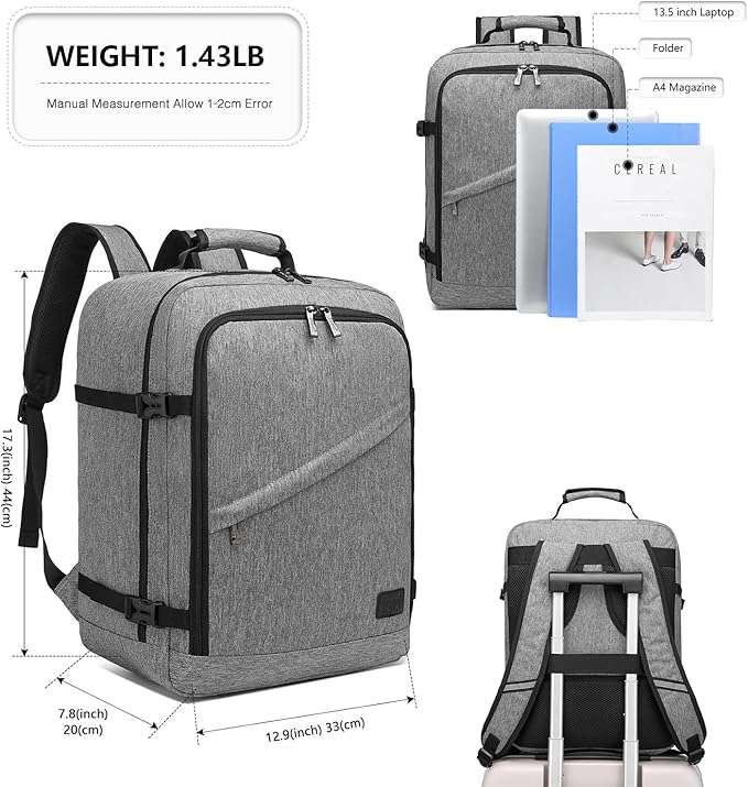 Kono Carry on Backpack, Waterproof Lightweight Daypack - Image 3