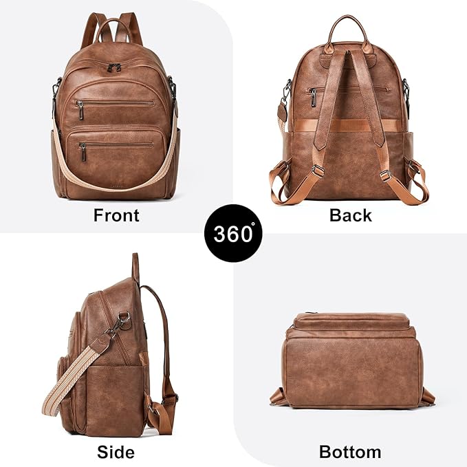 Backpack Purse for Women Laptop Backpack, Leather Travel Backpack Shoulder Bag - Image 4