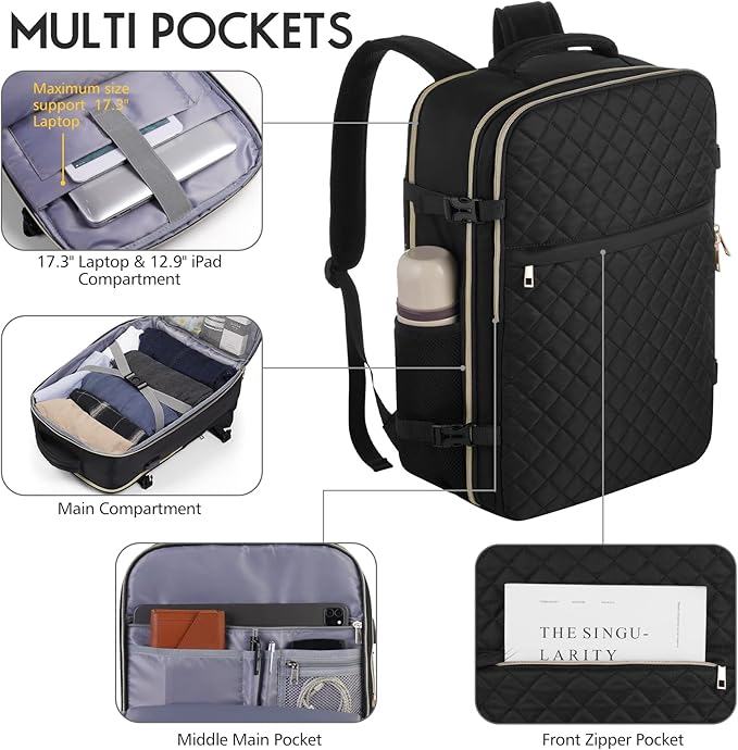 MOMUVO Travel Backpack for Women, Carry On Backpack Airline Approved - Image 4