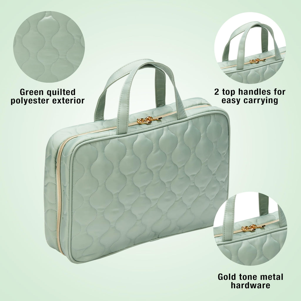 Travel Toiletry Bag with Handles (Sage Green / 1 Count (Pack of 1))