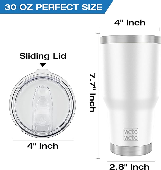 WETOWETO 30oz Tumbler, Stainless Steel Vacuum Insulated Water Coffee Tumbler Cup - Image 3