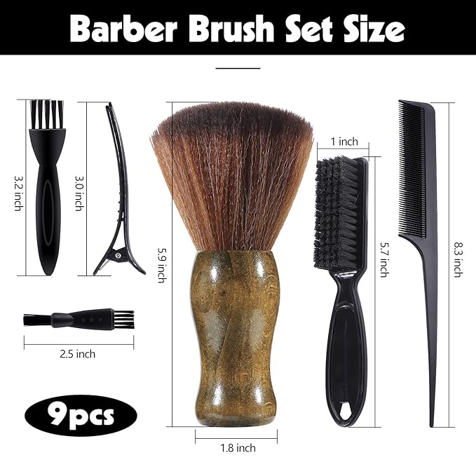 9Pcs Barber Neck Duster Brush Set, Barber Accessories Cleaning Supplies for Hair Cutting All Hair Type Gifts for Husband