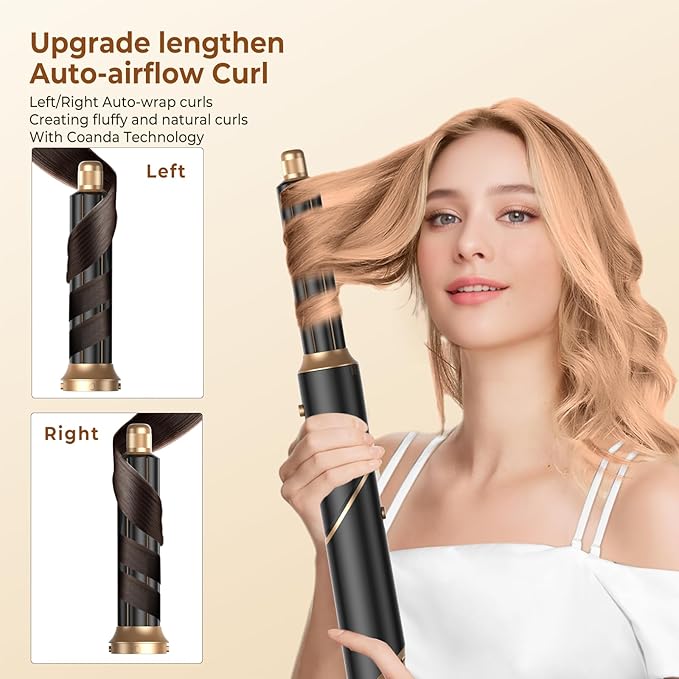 6 in 1 Hair Dryer Brush, Foldable Blow Dryer Brush with Wrap Curler, Detachable Air Hair Styler Curling, Drying,Volumizing, Straightening, Negative Ionic Hair Dryer with Diffuser, Hair Styling Tools
