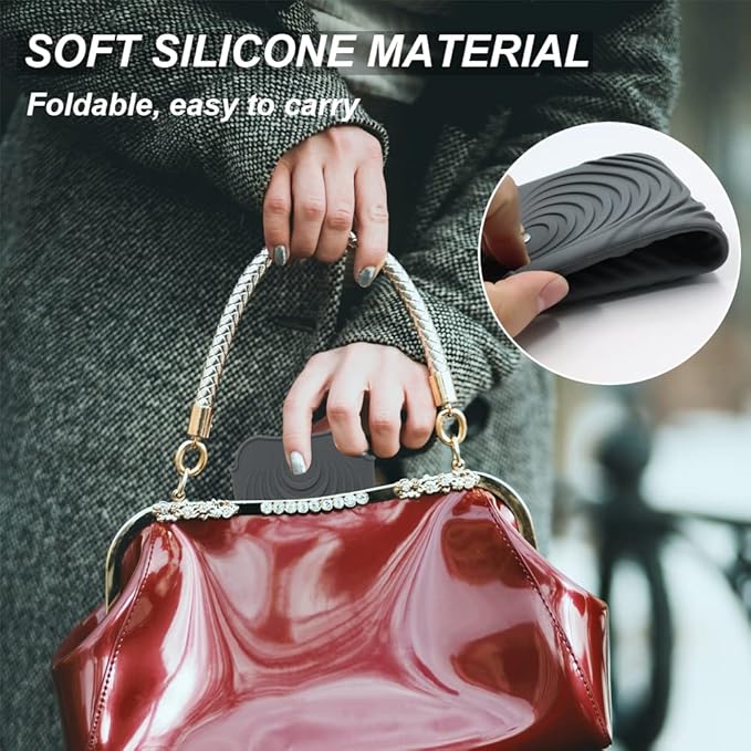 Heat Insulating Silicone Mat Pouch for Hair Straightener, Anti-Slip Travel Pad Cover for Curling & Flat Iron, Portable Styling Heat Mat Holder for Curler Wand and Hot Waver (Dark Gray)