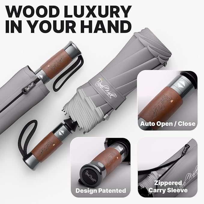 Royal Walk Windproof Folding Travel Umbrella Compact and Strong Luxurious Real - Image 3
