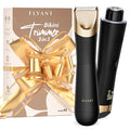 Bikini Trimmer for Women, 2 in 1 Electric Shaver for Women, Bikini RazorWaterproof IPX7 with LED, Pubic Hair Trimmer for Leg Arm Underarm Bikini Area, Pull Bows Gift Box for Friends(Black Gold)