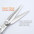 Fenice Peak Straight Hair Cutting Scissors 6.0'' Barber Haircut Shears with Sharp Razor Edge 440C Hair Scissors with Engraving Handle for Salon and Home User