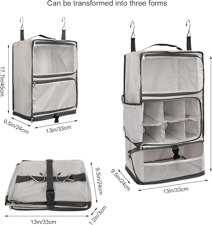 TABITORA Travel Portable Hanging Shelves Closet Organizer Packing Luggage - Image 3