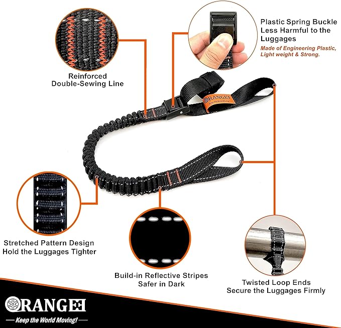 ORANGEE 4 Pack Motorcycle & Bike Luggage Straps 20" - Image 3