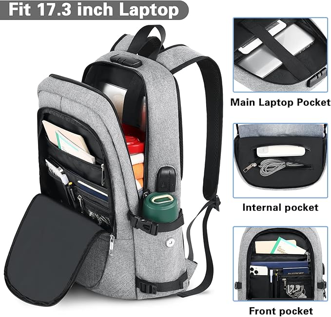 AMBOR Travel Laptop Backpack, 15.6-17.3 inch Anti Theft Business Laptop Backpack - Image 3