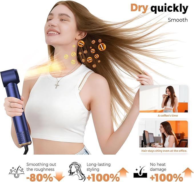 5 in 1 Hair Dryer Brush Set,Professional Negative Ionic Hot Air Styler, Air Curling Wrap Styler,Detachable Blow Dryer Brush With Auto Wrap Curlers,Hair Styling Tools For Straight/Curl/Drying/Smoothing