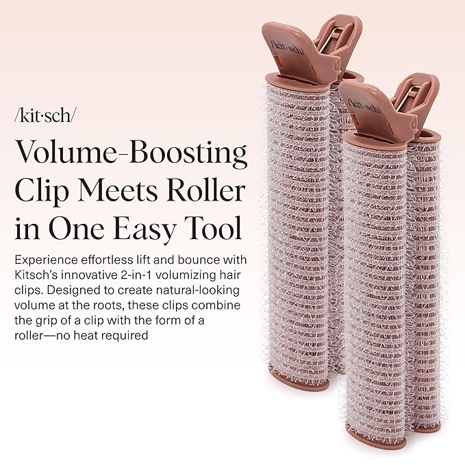 Kitsch Volumizing Hair Clips for Women - Hair Rollers for Volume & Curls - Volumizing Hair Products, Hair Roller Clips for Effortless Curls That Last - 2pc, Terracotta
