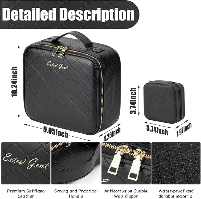 Makeup Travel Train Case with Mirror LED Light 3 Adjustable Brightness Cosmetic - Image 2