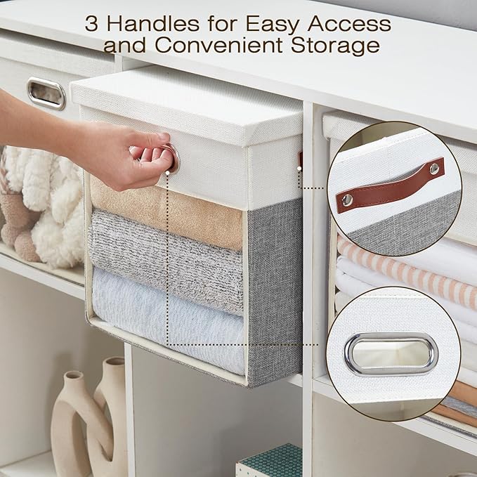 Fabric Storage Cubes with Clear Windows and Lids, Decorative Storage Boxes - Image 4