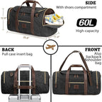 60L Duffle Bag for Men, Nomad Waxed Canvas Travel Duffel Bag Vintage Genuine - Image 2