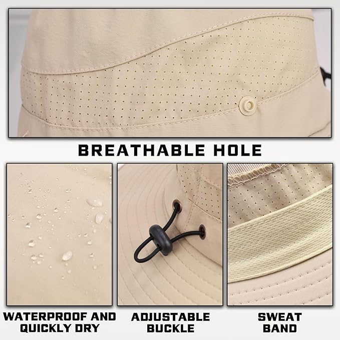 Sun Hats for Men Women, UPF50+ Protection Safari Hat, Wide Brim Fishing Hat - Image 3