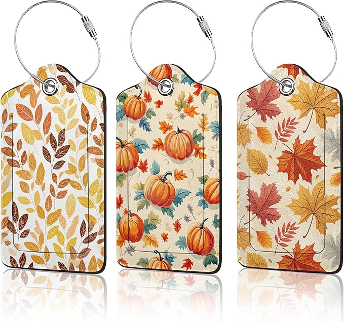 Hello Fall Luggage Tag for Suitcase, Autumn Leaves Design by Unknown