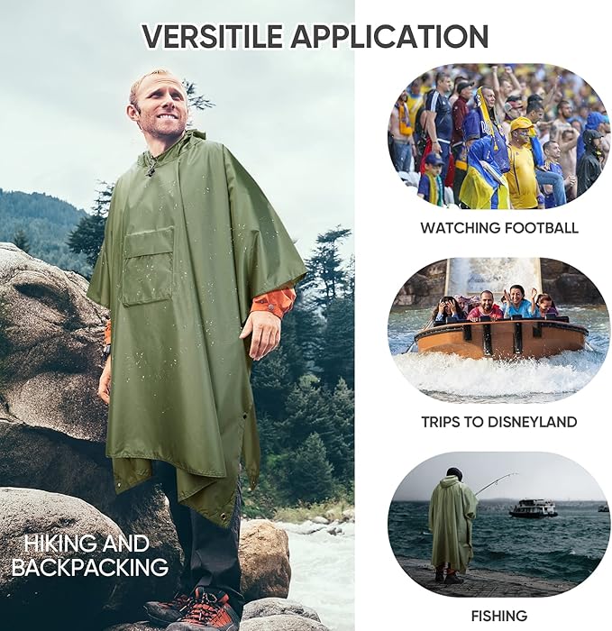 PTEROMY Hooded Rain Poncho for Adult - Image 5