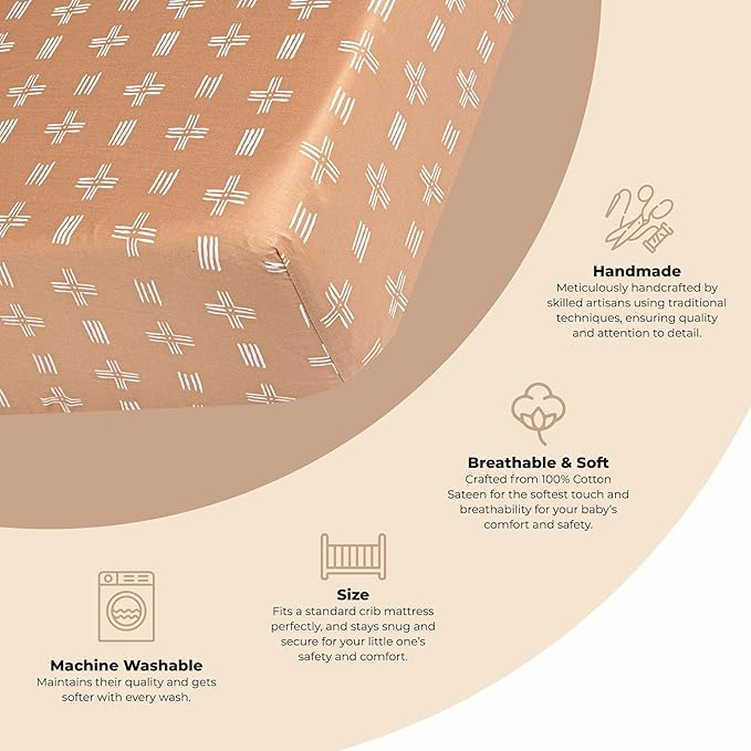 Crane Baby Crib Sheet, Copper Dash Neutral Crib Sheets & Toddler Sheets - Image 2