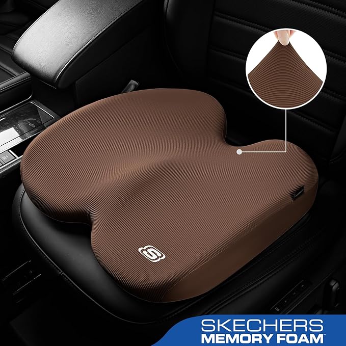 Skechers Memory Foam Seat Cushion, Ribbed Fabric Office Chair Cushion - Image 2