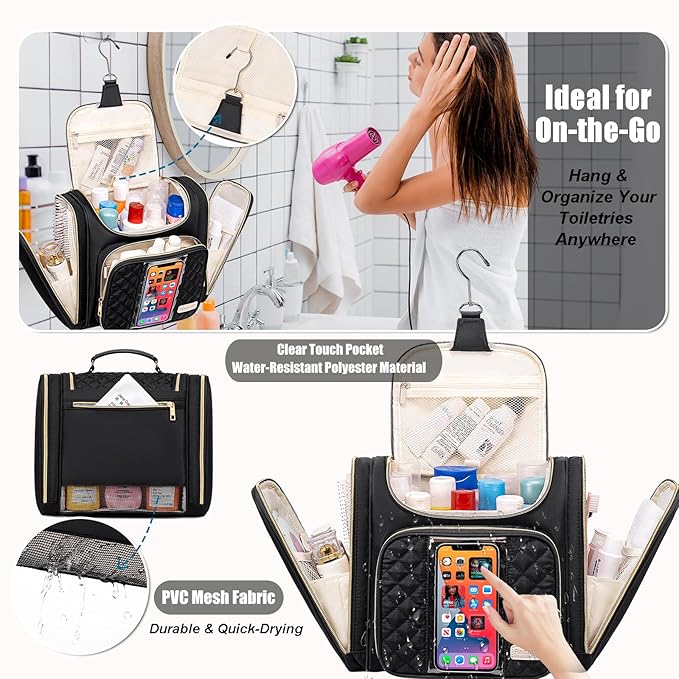 Travel Toiletry Bag for Women, Hanging Toiletry Bag, Bathroom Bag Portable - Image 3