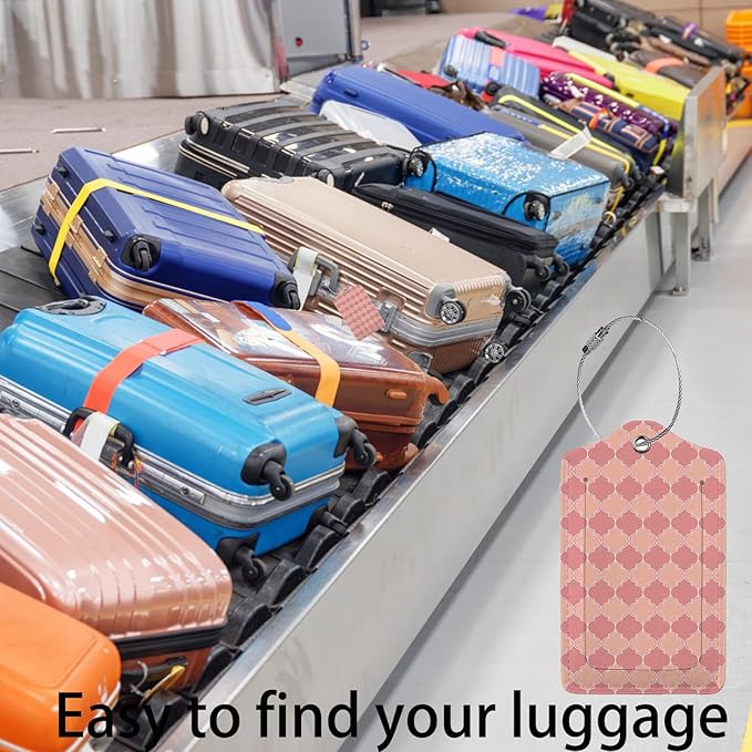 Pink Moroccan Plaid 2 Pack Luggage Tag - Image 5