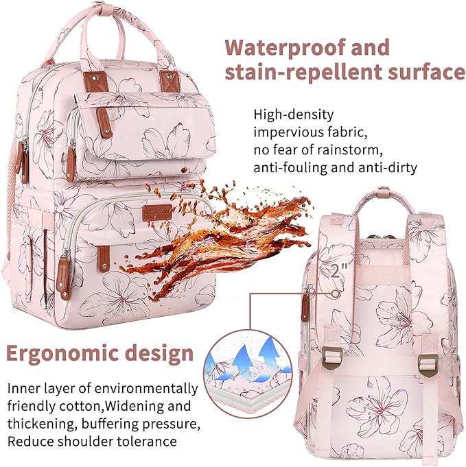 Diaper Bag Backpack, Baby Girl Diaper Bag - Image 8