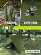 SaphiRose Extra Thick Hooded Rain Poncho Double Layer Waterproof Raincoat Jacket - Image 2