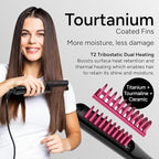 Enzo Milano - SX ENZOcool Professional 2-in-1 Hot Comb for Thick and Thin Hair, Close-to-Root Heating Straightener & Curler for Wavy Styles