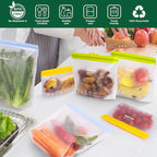 SPLF 10 Pack Stand-Up Reusable Food Storage Bags Dishwasher Safe, BPA Free - Image 2