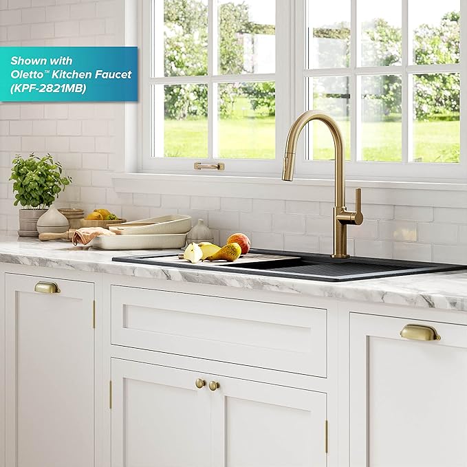KRAUS Bellucci Workstation 33" Single Bowl Granite Kitchen Sink in Metallic - Image 3