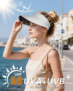 Sun Visor Hats for Women, UPF50+ Wide Brim Sun Hats Adjustable Foldable Beach - Image 4