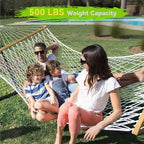 Double Hammock for 2 Person, Handwoven Cotton Rope Hammock - Image 2