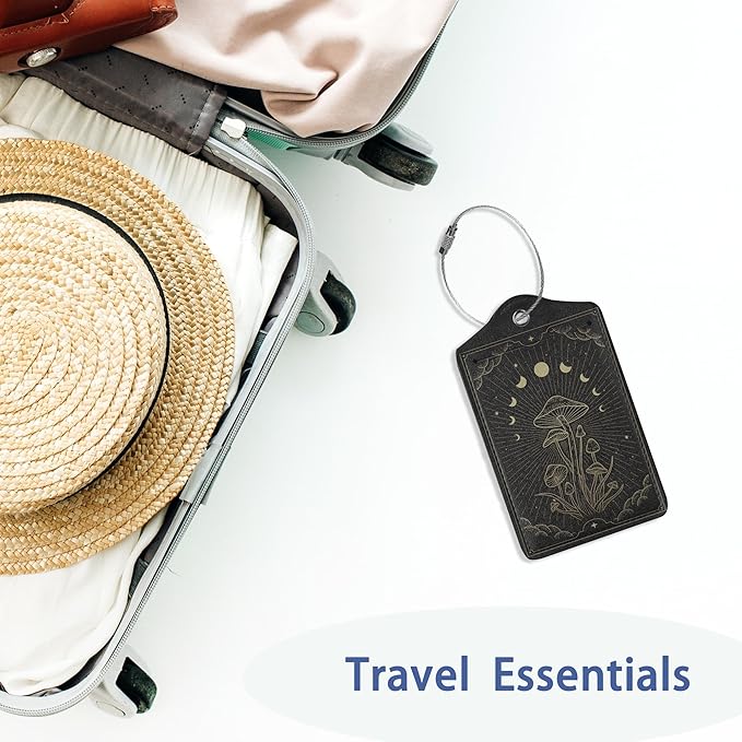 Zodiac Moon Phase Luggage Tag for Suitcase, Mushroom Luggage Tag - Image 5