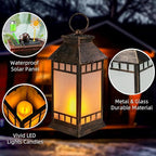 18'' Glass Solar Lantern Outdoor Waterproof, Large Hanging Solar Lanterns - Image 6