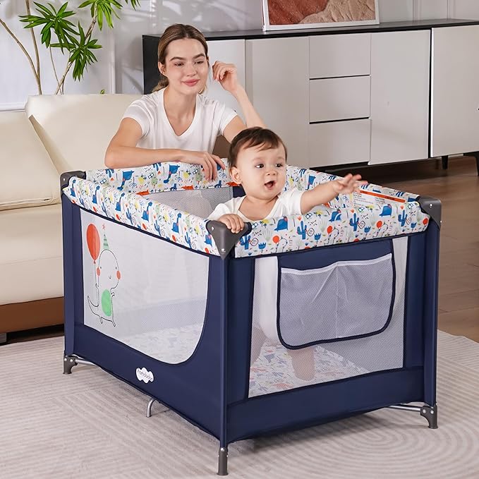 Pamo Babe Travel Foldable Portable Bassinet Baby Infant Comfortable Play Yard - Image 3