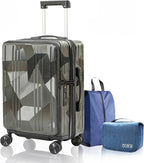 20 inch Carry On Luggage Expandable Top Opening/Clamshell Opening, TSA Approved by Lanuitjoy