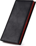 VISOUL Mens Leather Long Bifold Checkbook Wallets by VISOUL