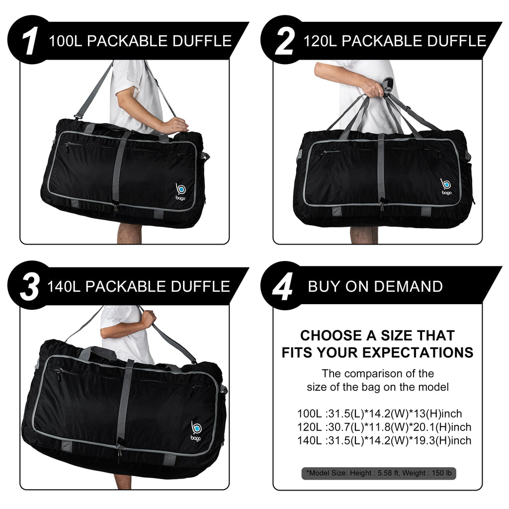 Travel Duffle Bag for Women & Men. Extra Large Foldable Duffel Bags (120L / Blue)