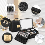 Makeup Bag with LED Mirror & Magnifier, Large Cosmetic Organizer Travel Makeup - Image 5