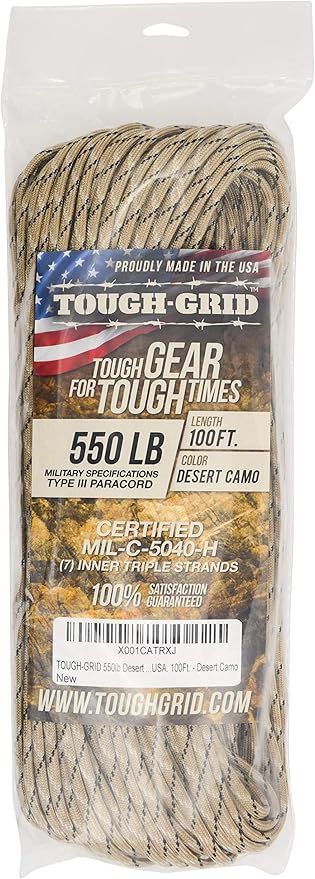 TOUGH-GRID 550 Paracord Rope Nylon Parachute Cord, Made in USA Survival Kit - Image 3