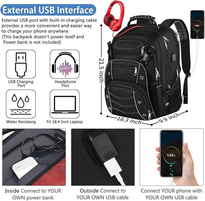 VECKUSON 18.4 Inch Laptop Backpack - Image 5