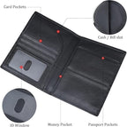 Polare Napa Leather Passport Holder RFID Blocking Travel Bifold Wallet Passport - Image 6